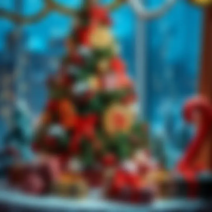 A festive scene featuring a decorated Christmas tree with Bitcoin symbols and gift boxes, representing a crypto giveaway for the holiday season.