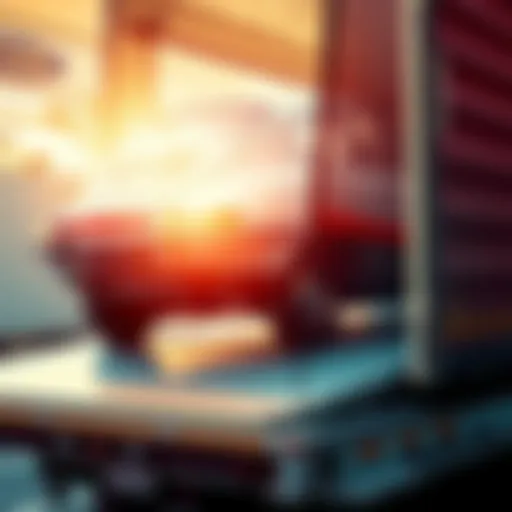 A classic car being loaded onto a truck for transport from the USA to Canada.