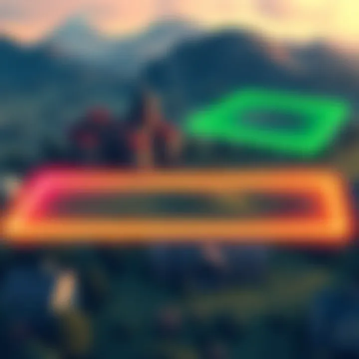 Clearer In-Game Parcel Borders Illustration showing highlighted parcel borders in a game, using different player profile colors to indicate ownership, with diverse property styles in the background.
