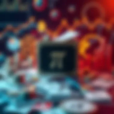 Closed box with investment symbols A closed box surrounded by investment symbols and charts, symbolizing the risks of pi investments.