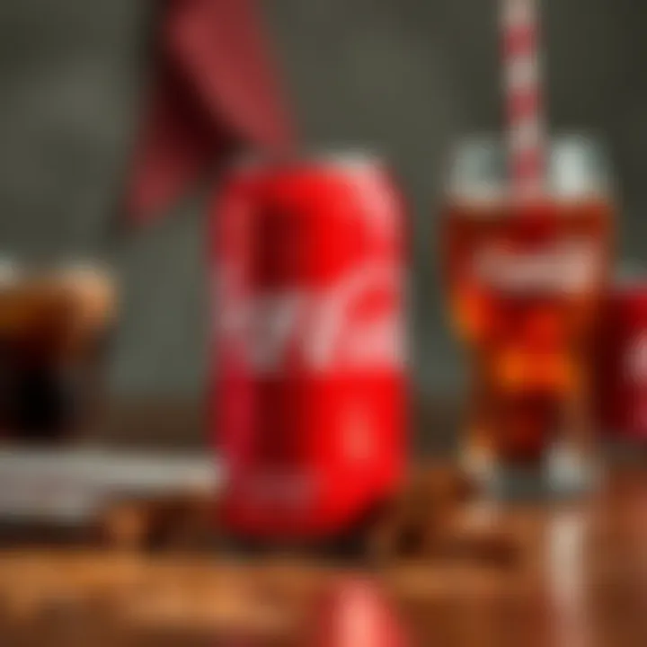 A Coca-Cola can on a table, with cinnamon sticks and a glass of Coke beside it, highlighting the debate over Coke's flavor change.