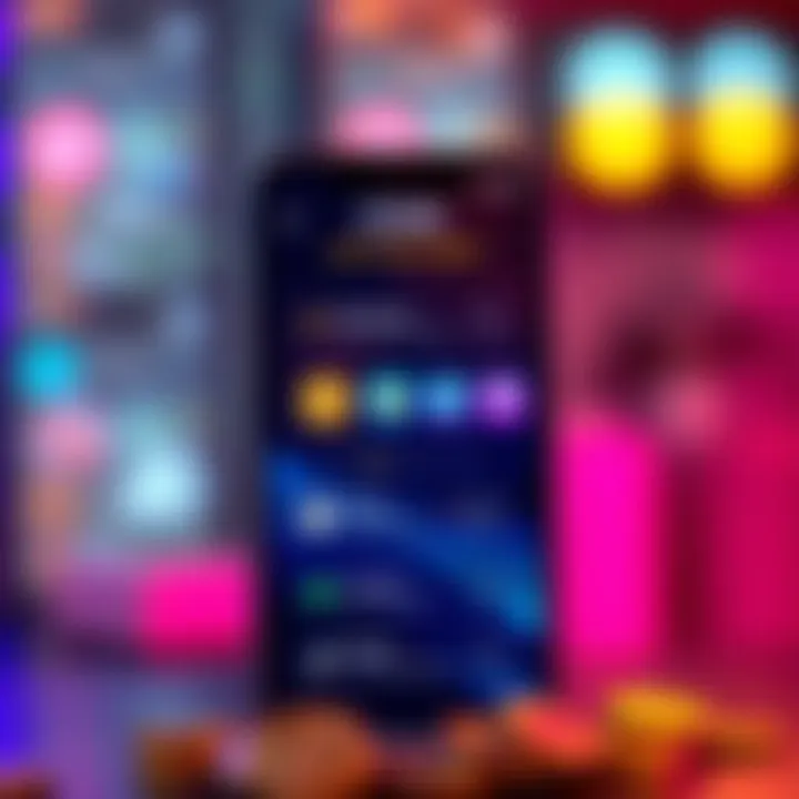 A smartphone displaying the COIN app interface with vibrant icons and user engagement options.