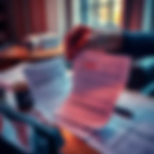 A person reviewing Coinbase 1099 forms with highlighted discrepancies and tax documents on a desk