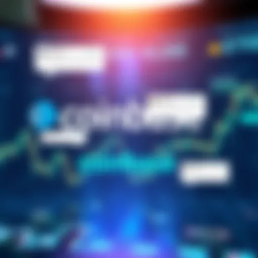 A graphic showing a Coinbase logo with a downward market trend in the background and chat bubbles illustrating user comments about the report's bias.
