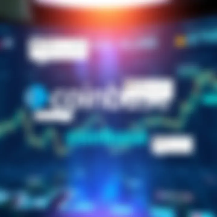 A graphic showing a Coinbase logo with a downward market trend in the background and chat bubbles illustrating user comments about the report's bias.