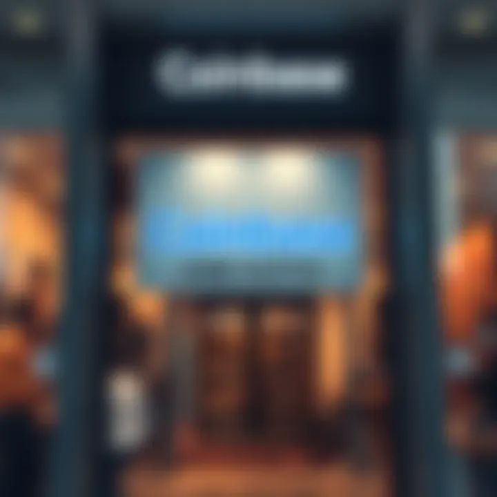 Coinbase Job Cuts Announcement A Coinbase office with a sign indicating job cuts and a focus on transformation into an intelligence group.