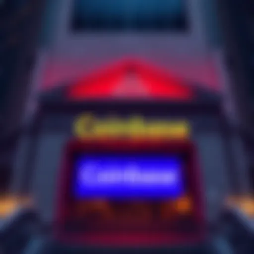 Visual representation of Coinbase building with a sign showing its new status as a bank