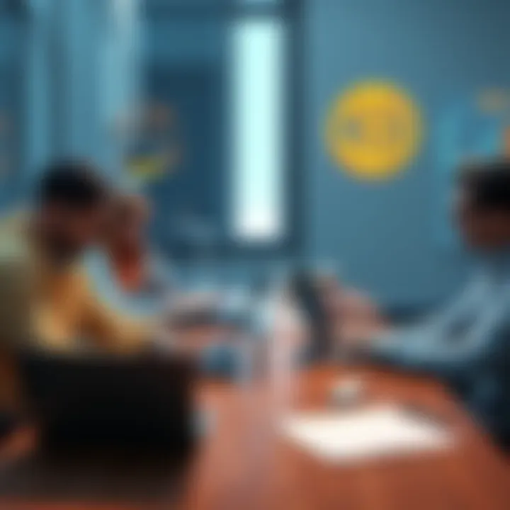 A meeting scene showing Coinbase and Bybit representatives discussing a potential investment partnership, with documents and laptops on the table.