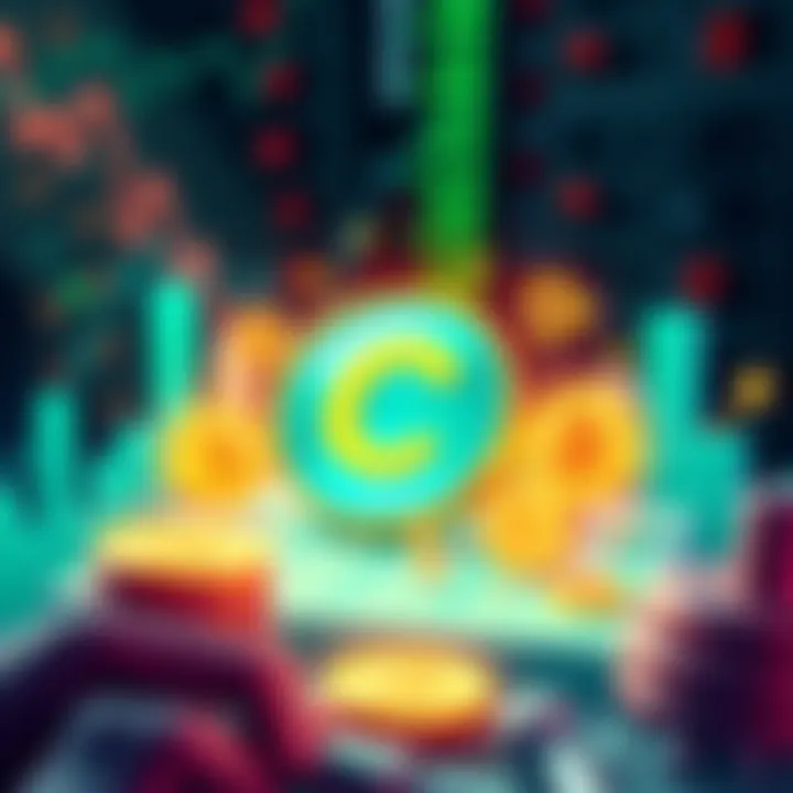 Illustration of Coinbase logo with digital stock icons and dividend symbols around it, representing tokenized stocks