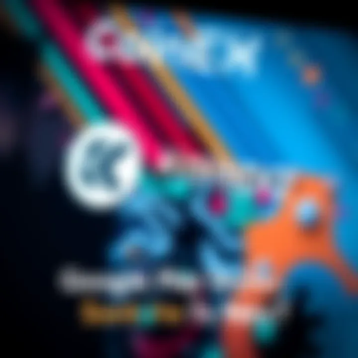 A promotional image showing the CoinEX logo alongside the Kaspa logo in the Google Play Store interface.