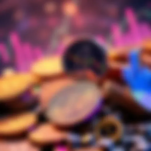 A collection of cryptocurrency coins with growing trends and charts, signifying potential investment opportunities during alt season.