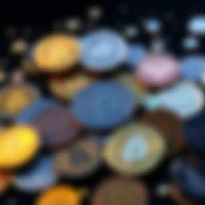 A collection of coins representing cryptocurrency, with some marked as delisted from exchanges, symbolizing their ongoing utility despite centralized support loss.