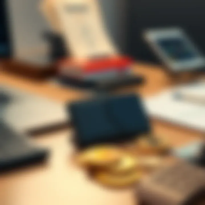 A cold wallet device placed on a desk alongside digital currency, symbolizing secure cryptocurrency storage, with a calm and professional background.
