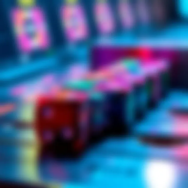 A close-up view of Coldcard dice rollers with colorful dice showing different numbers, emphasizing their function in crypto transactions.