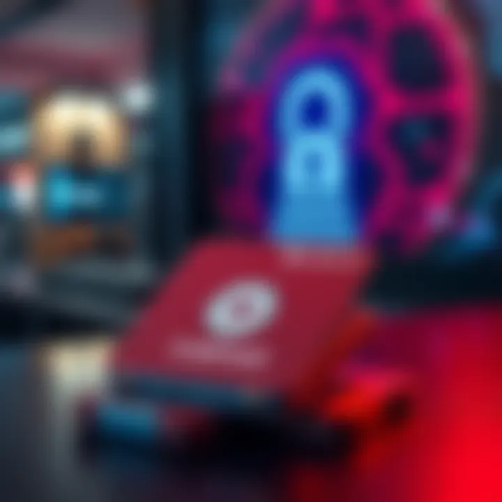 A ColdCard cryptocurrency wallet device placed on a table, with a digital security lock symbol in the background, representing the impact of open sourcing on security.