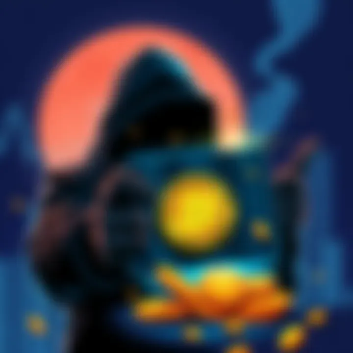 Illustration showing a Coldcard hardware wallet with a shadowy figure taking a Bitcoin from it, symbolizing theft during the bear market