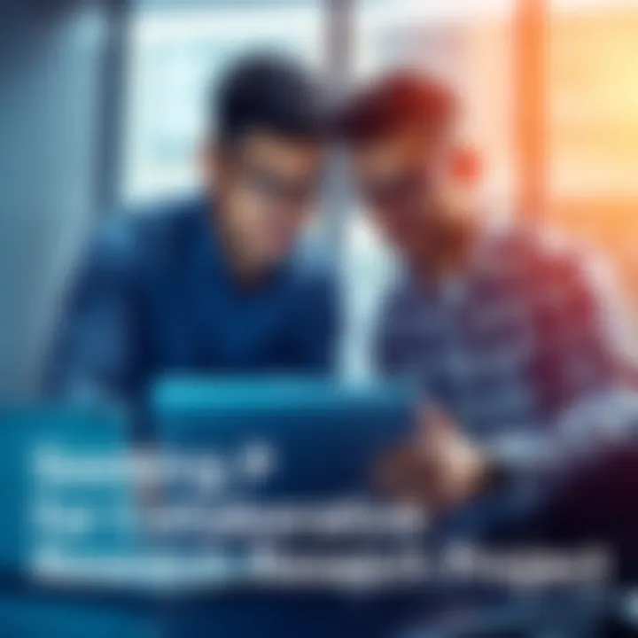 Two people discussing ideas over a laptop for a research project