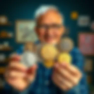 A proud collector displays vintage coins that were bought for $100 CAD, showcasing their gleaming surfaces and unique designs.