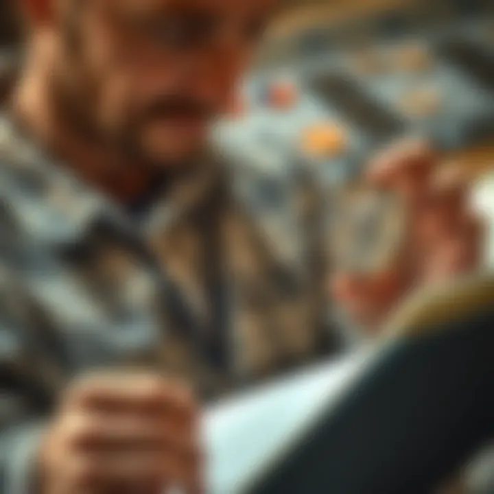 A novice collector examining Roman bronze coins, holding one in hand while looking at reference books and online resources for identification.