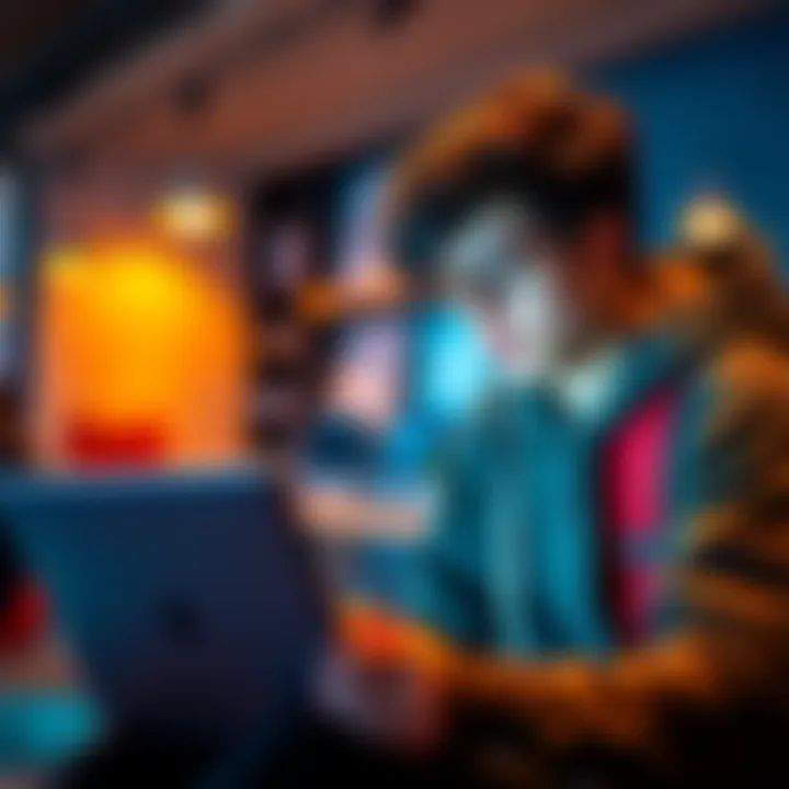 A college student with a laptop looking for investment advice on cryptocurrency, focusing on Bitcoin.