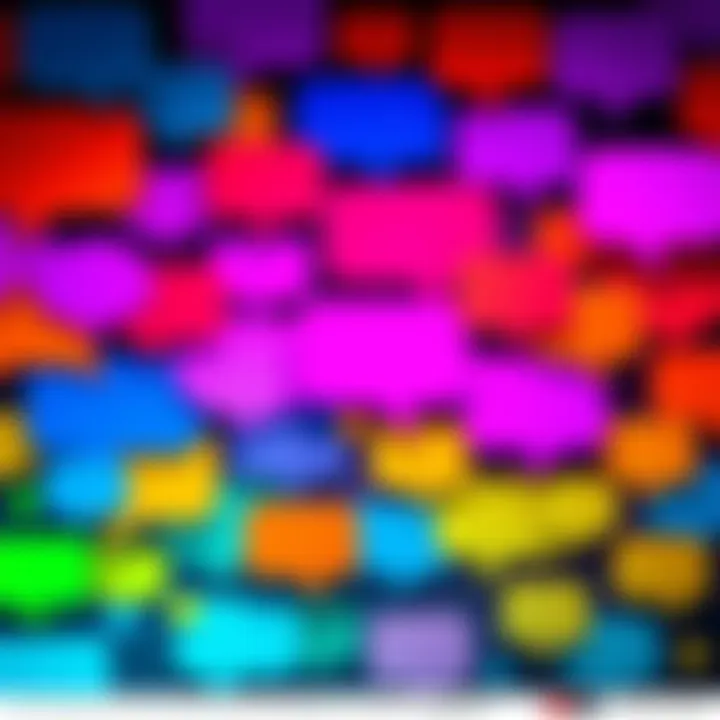 A lively thread filled with colorful speech bubbles and quirky comments to engage people in fun conversations.