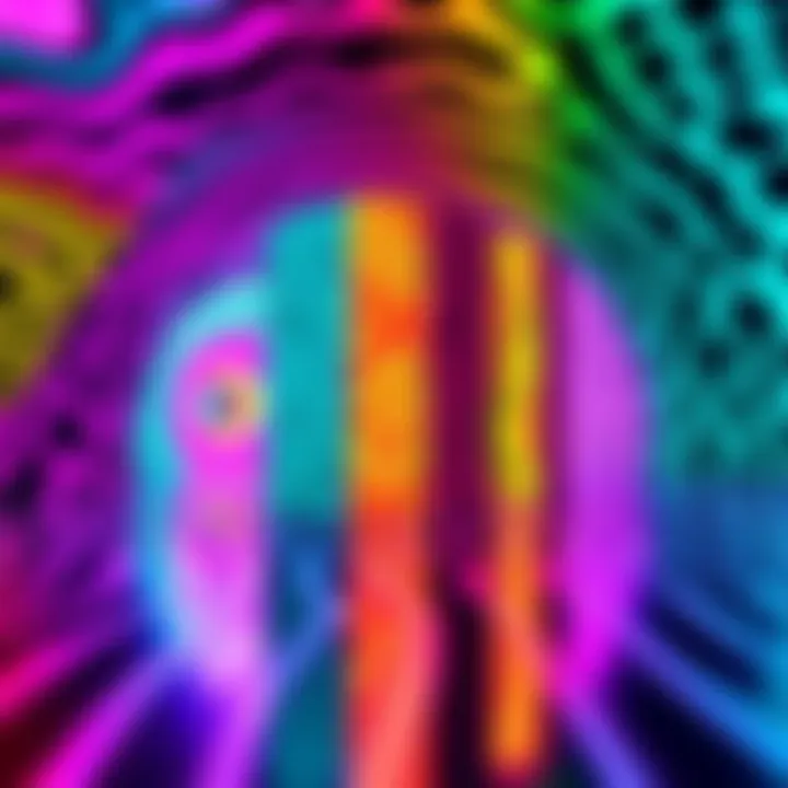 A series of colorful visual illusions that trick the eyes, showcasing different patterns and effects.