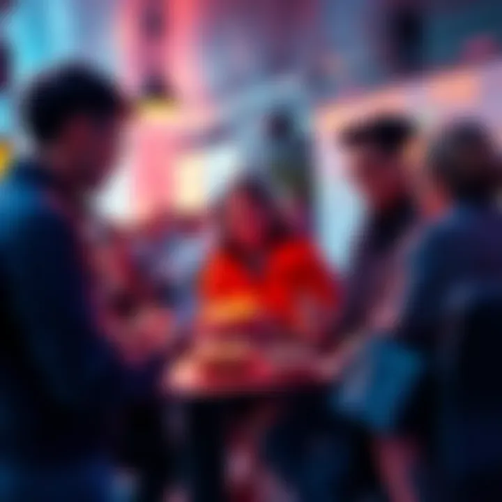 Community Discussion on Donuts People engaging in a conversation about donuts and trading tips in a vibrant online forum setting