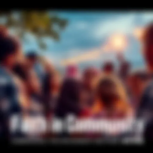 A diverse group of people gathered outdoors, sharing stories and supporting each other, symbolizing community faith.