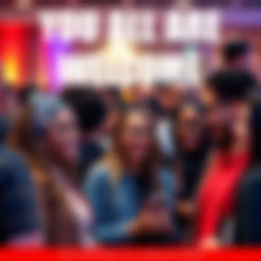 A diverse group of people smiling and connecting at a community event, showcasing engagement and support.