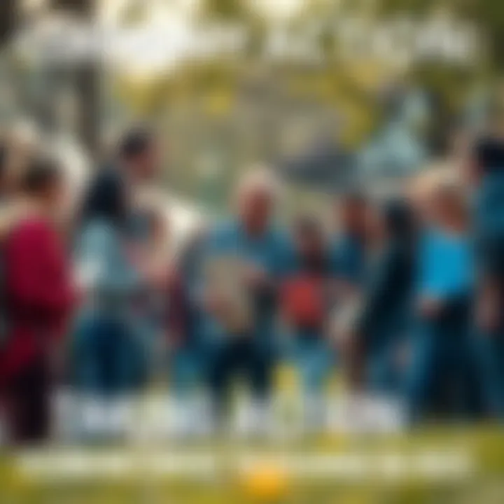 A diverse group of people coming together in a park, discussing ideas and plans to improve their community, symbolizing action and teamwork for a better future.