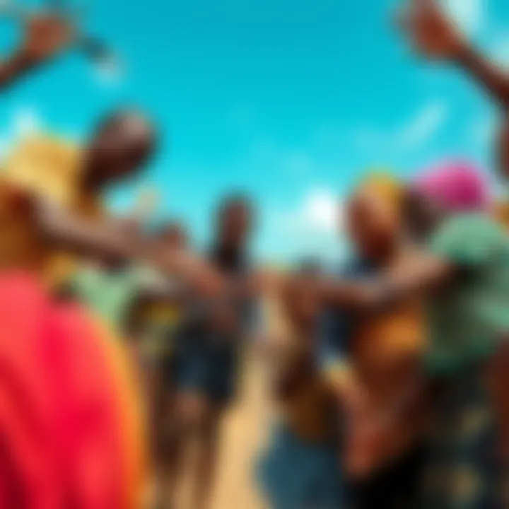 Community celebrating clean water Residents of Fawoade, Ghana, joyfully using the clean water from the new borehole funded by the blockchain community.