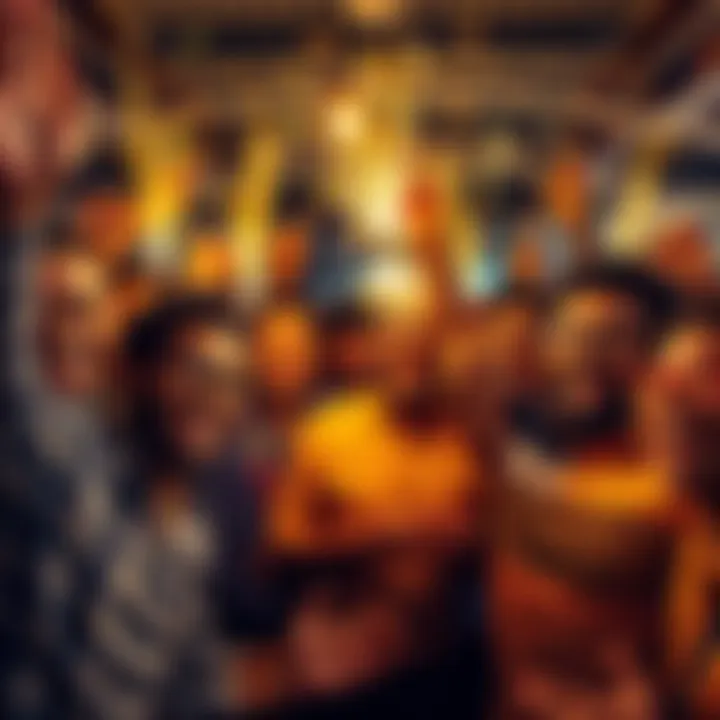 People celebrating the achievement of a $1000 milestone in a community project with smiles and cheers.