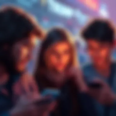 A group of distressed people looking at their phones, showing disappointment over cryptocurrency losses, symbolizing $TRUMP crypto investors.
