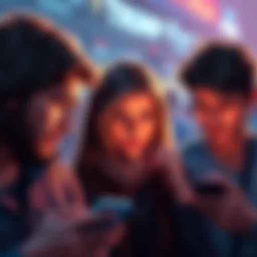 A group of distressed people looking at their phones, showing disappointment over cryptocurrency losses, symbolizing $TRUMP crypto investors.