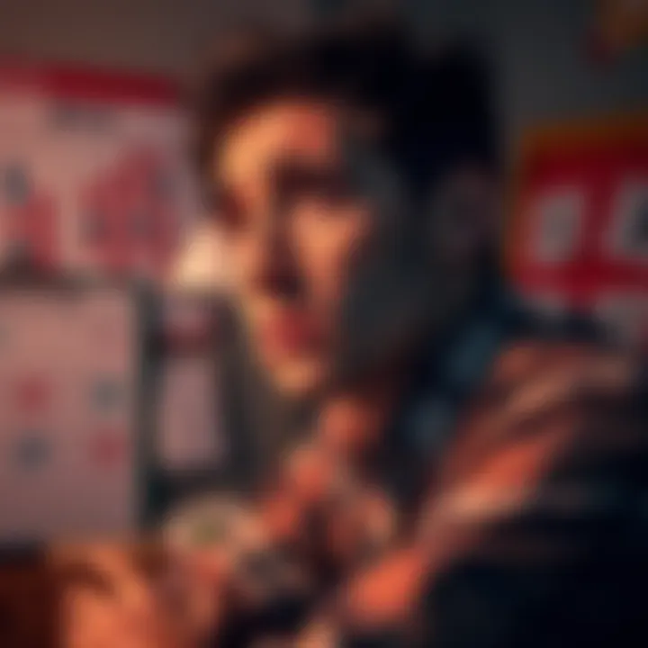 Concerned individual reflecting on a goal A person looks worried while thinking about their progress towards a goal, with notes and a calendar in the background.