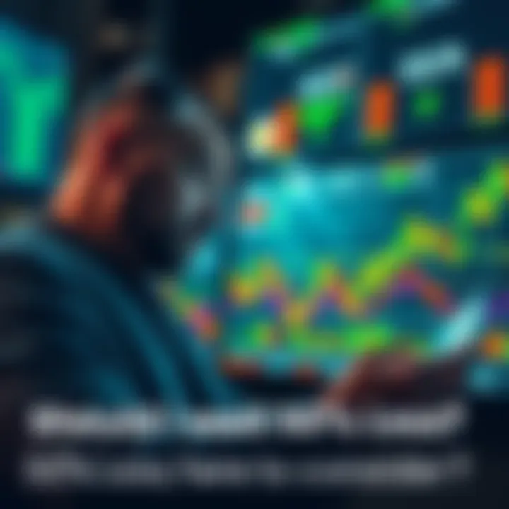 A worried investor examines cryptocurrency price charts showing significant losses