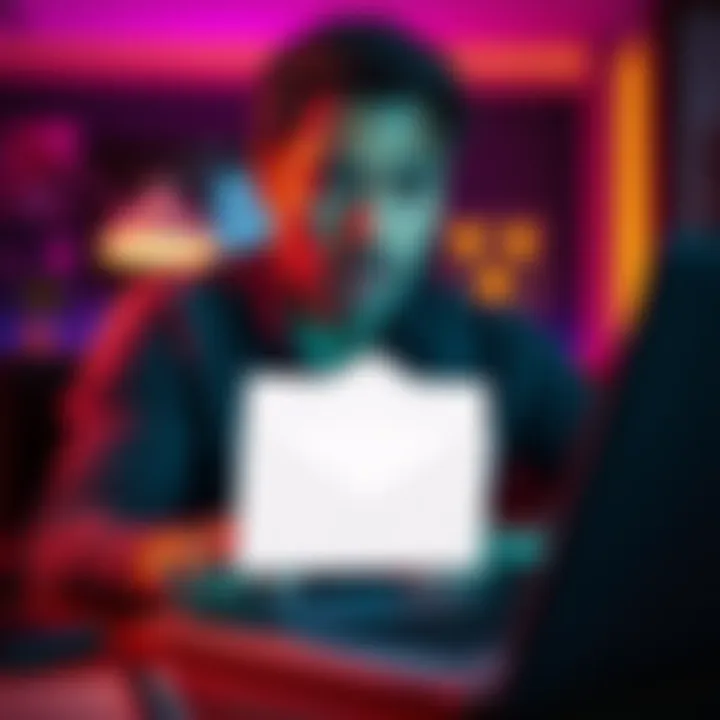 A person looks surprised while checking their email on a laptop, with a suspicious email notification visible