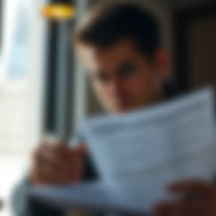 Individual with a worried expression reviewing a survey with personal questions