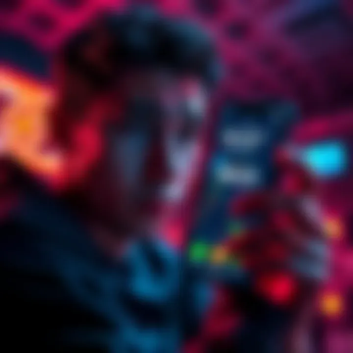 A worried person looking at a smartphone displaying the Pi mining app, with a paused timer on the screen.