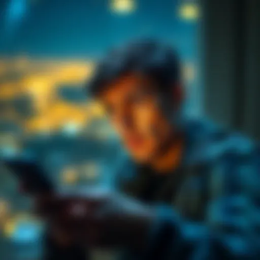 A person looking worried while using a smartphone with Atlas Earth app displayed on the screen