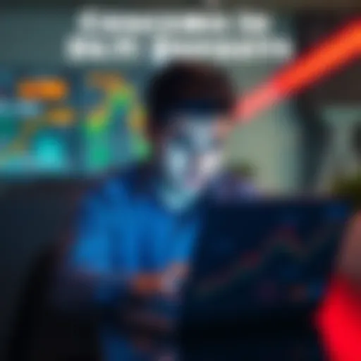 A person looks worried while reviewing financial charts on a laptop, symbolizing concerns about decentralized finance deposits