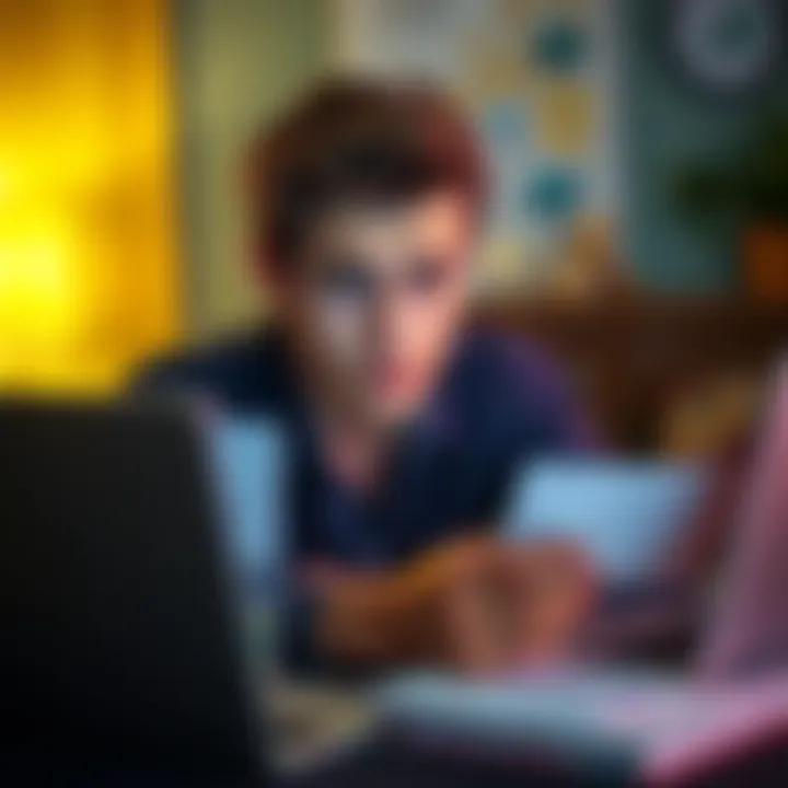 Confused customer reads email A person looking at their laptop with a concerned expression after receiving a bank email about account closure