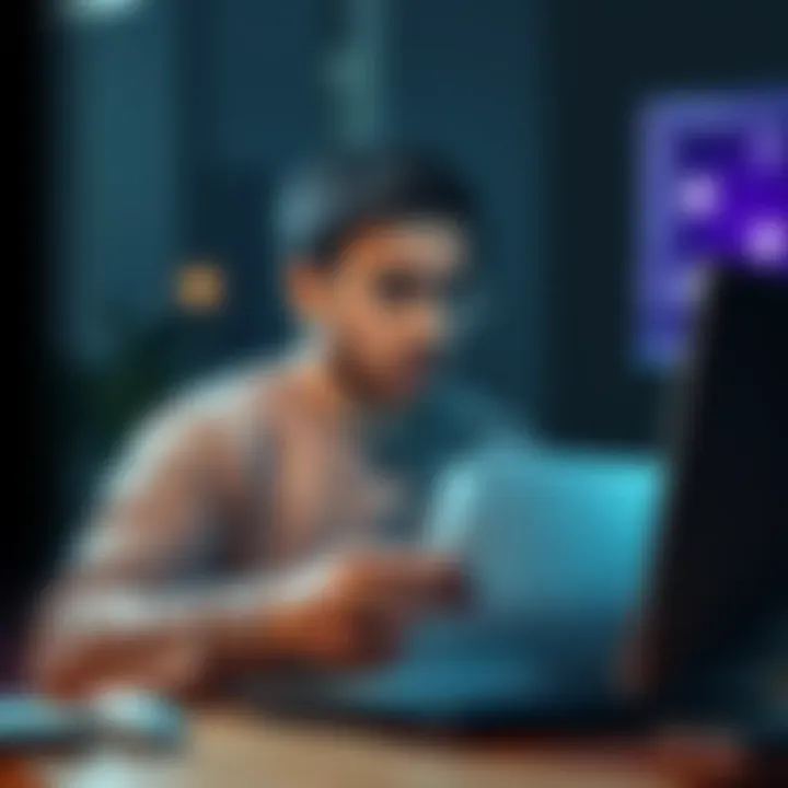 Confused Person Reading Email A person looking puzzled while reading a misleading email about account restrictions on their computer