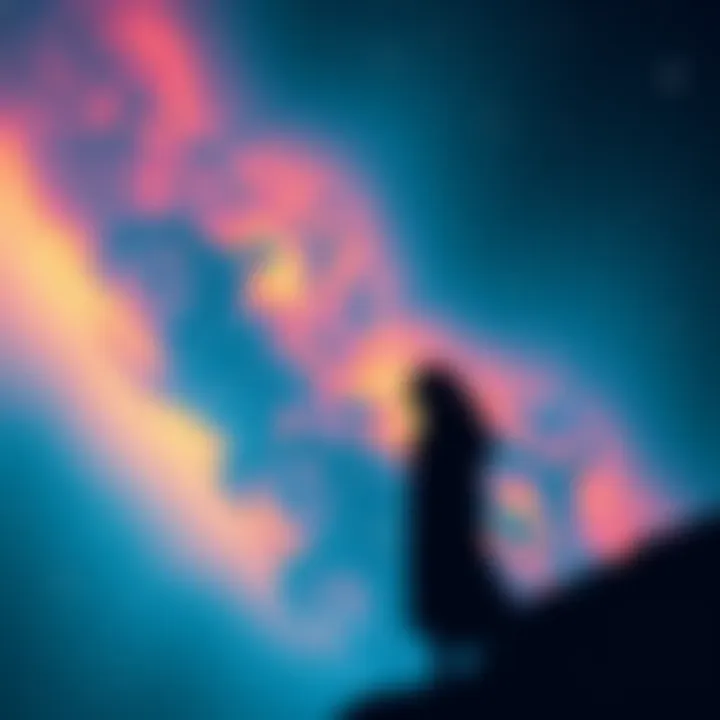 A starry sky with a silhouette of a woman looking up at the stars, symbolizing the search for extraterrestrial life in the novel 'Contact'.