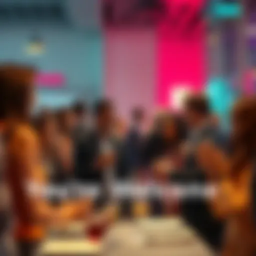 A diverse group of people engaging in polite conversation at a social event, showcasing modern etiquette practices.