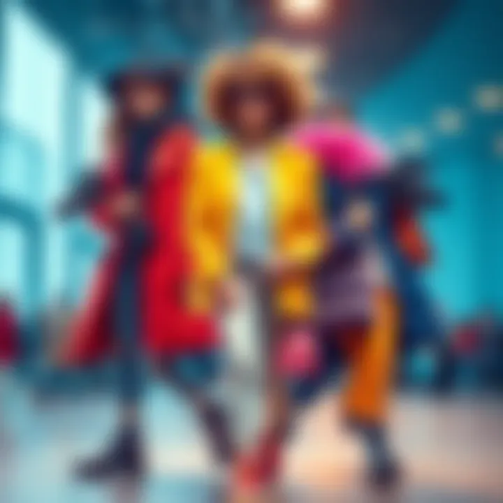 A collage of contemporary fashion styles and cutting-edge technology gadgets showcasing current trends that attract attention.