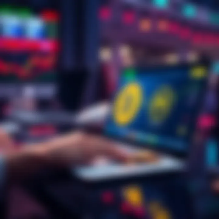 A person using a laptop to convert PI tokens to USDT on a trading platform like Bitget.
