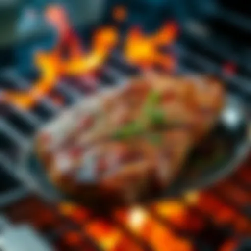 A beautifully grilled steak on a plate with herbs and spices