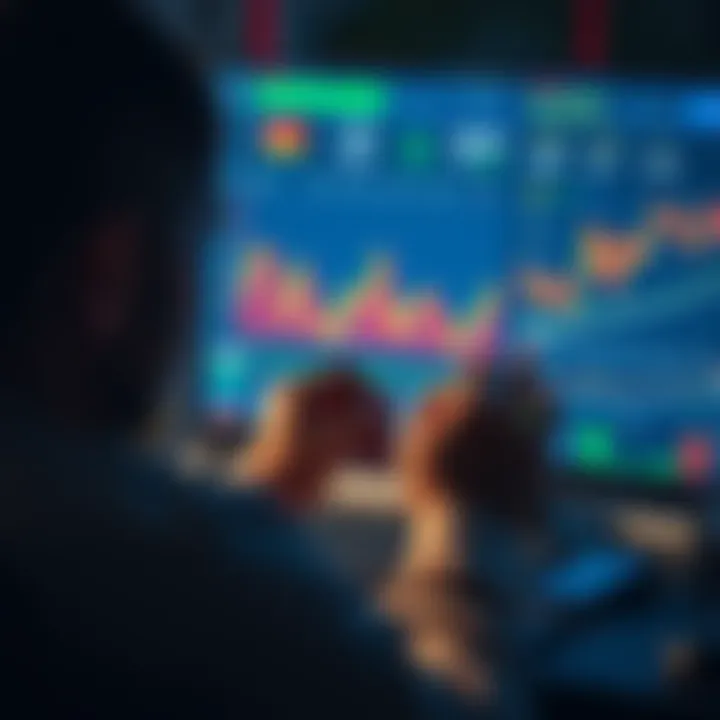 A person analyzing trade outcomes on a digital screen showing Solana graphics and wallet tracking