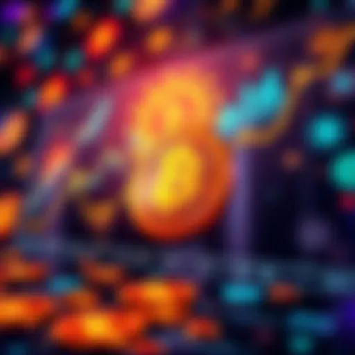 Graphs showing inflation trends for Cosmos altcoin with digital currency symbols in the background